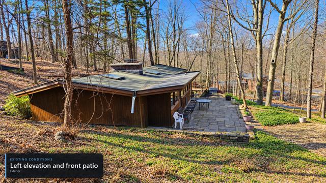 Existing home: Exterior left elevation and front patio