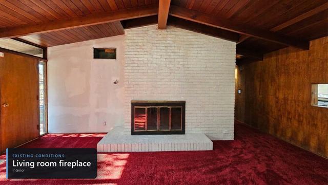 Existing home: Interior living room fireplace
