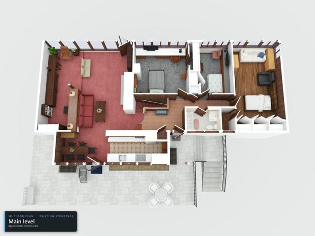 3D floor plan, main level (existing structure)