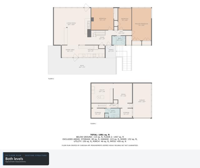 2D floor plan, both levels (existing structure)