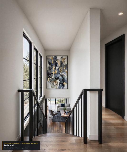 Proposed extension: Stair hall. Rendering, not built. Illustrative only.